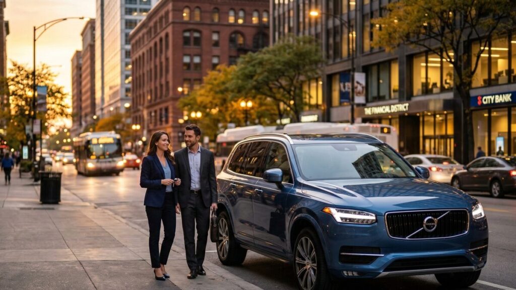 Automóvil familiar en ciudad representando la importancia de elegir un seguro de auto adecuado ante la inflación.